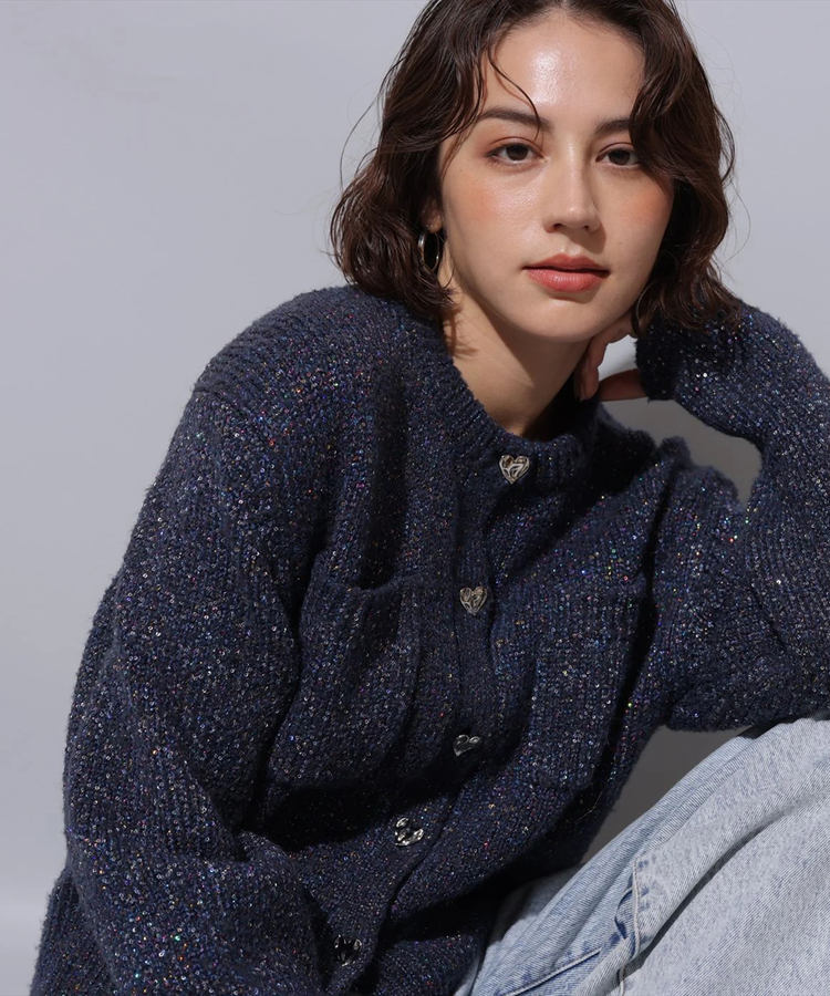 WEB LIMITED]スパンコールニットジャケット | カーデ | Arpege story