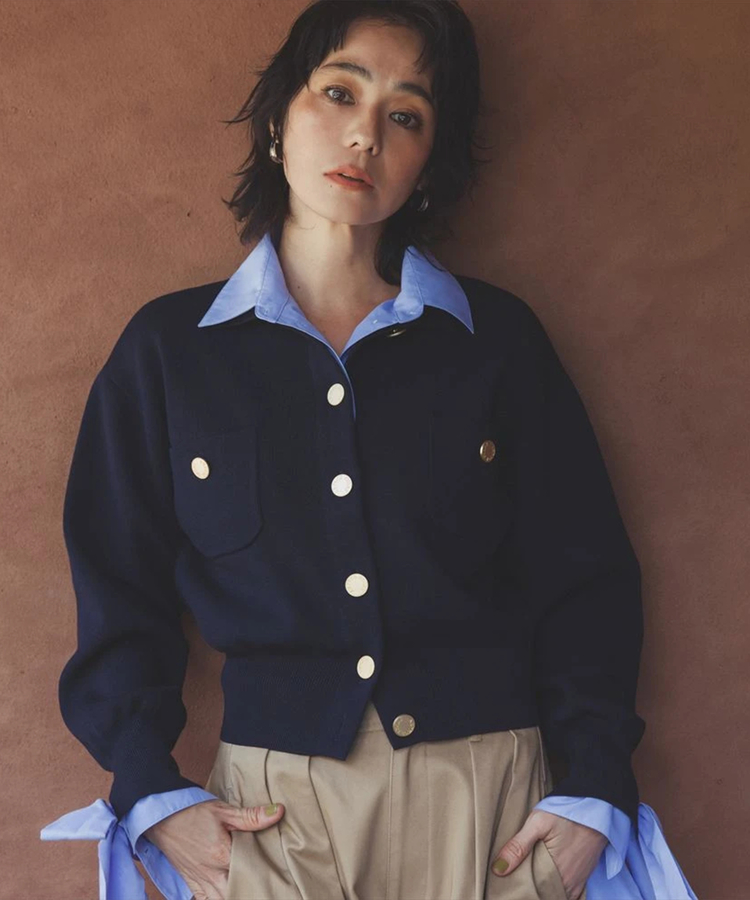 シャツドッキング襟付きカーデ | カーデ | Arpege story