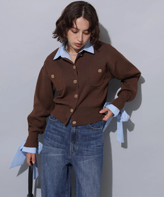 Arpege story(アルページュストーリー) |シャツドッキング襟付きカーデ