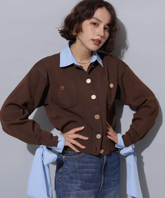 Arpege story(アルページュストーリー) |シャツドッキング襟付きカーデ