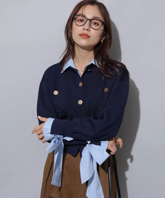 Arpege story(アルページュストーリー) |シャツドッキング襟付きカーデ