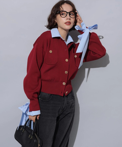 Arpege story(アルページュストーリー) |シャツドッキング襟付きカーデ