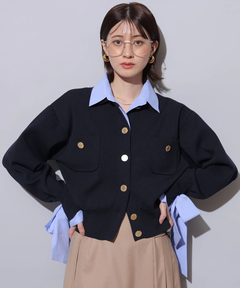 Arpege story(アルページュストーリー) |シャツドッキング襟付きカーデ