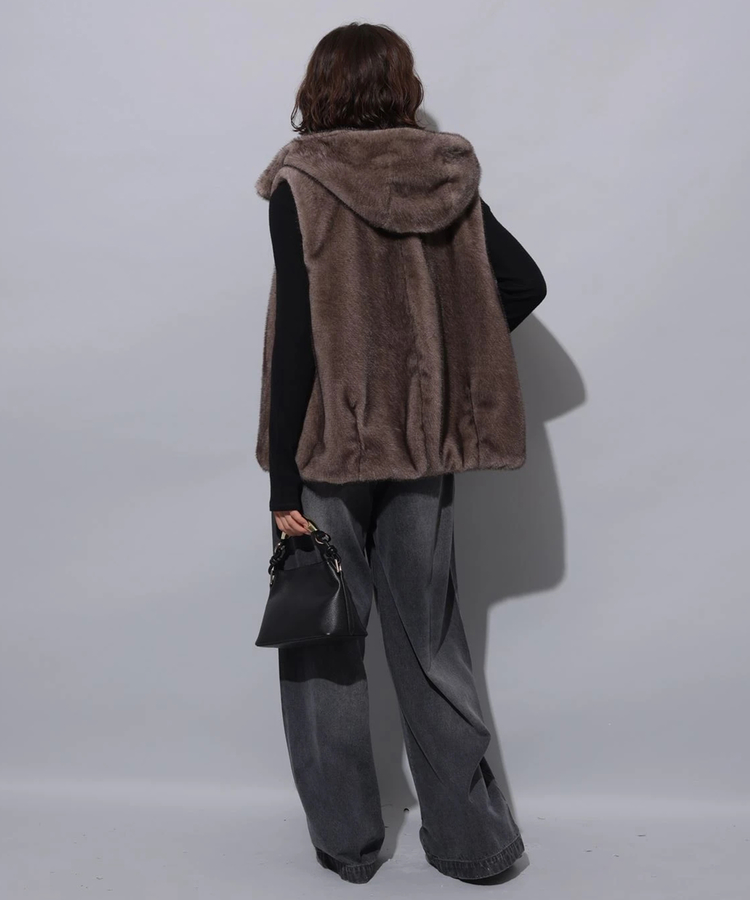 other - アルページュストーリー 23AW ファーフードジップベスト 2 モカ アルページュストーリー Arpege story 23AW ファーフードジップ