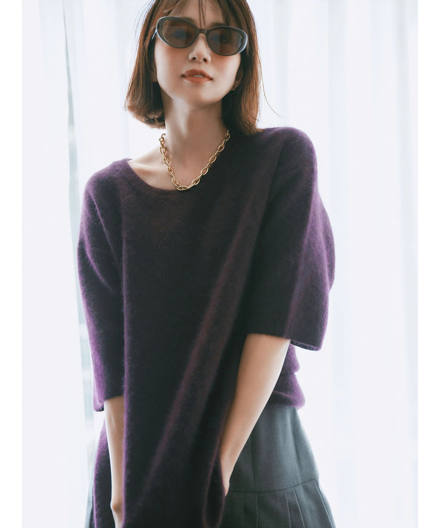 Arpege storyアルページュストーリー　オフショルダー　ニット　IENA 値下げしました！Arpege story大人のオフショルニット5分袖