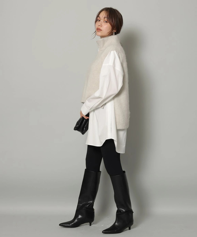 Arpege story ハーフジップfurベスト Arpege story ファーフードジップ