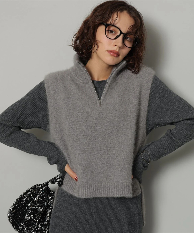 店舗限定》ハーフジップFURベスト | ニット | Arpege story