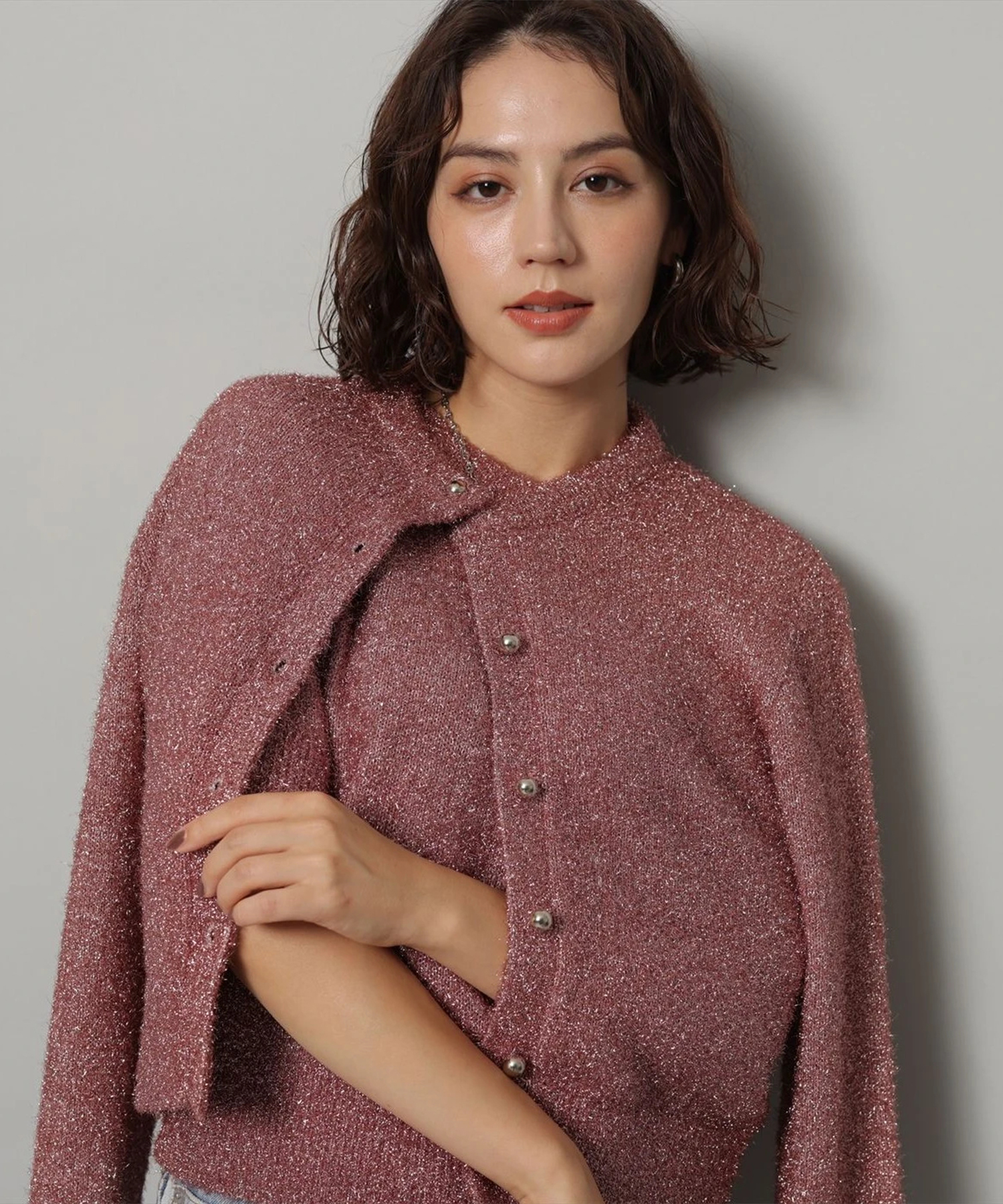 ラメクルーネックカーデ | カーデ | Arpege story（アルページュ