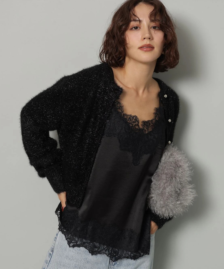 ラメクルーネックカーデ | カーデ | Arpege story（アルページュ