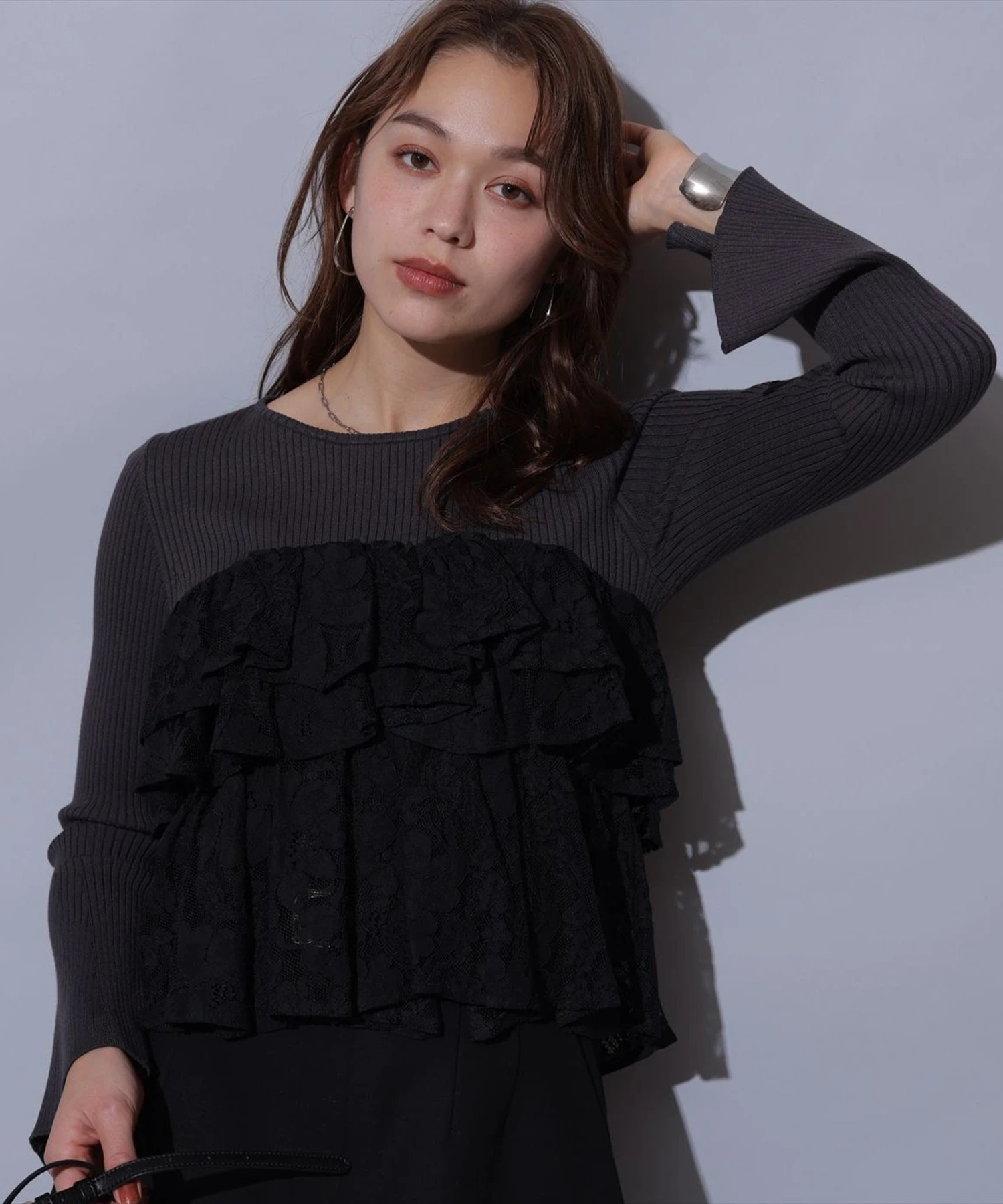 フリルレースドッキングニット | ニット | Arpege story（アルページュ