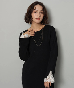 Arpege story(アルページュストーリー) |袖口レースニットワンピース