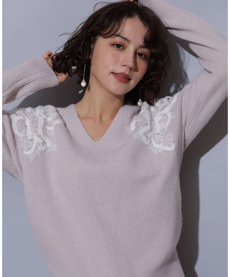 ショルダーレースVネックニット | ニット | Arpege story