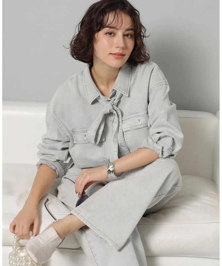 WEB LIMITED]タイ付きテンセルショートデニムシャツ | シャツ