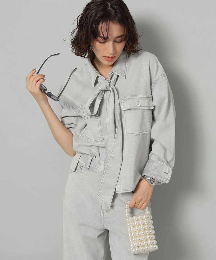 WEB LIMITED]タイ付きテンセルショートデニムシャツ | シャツ