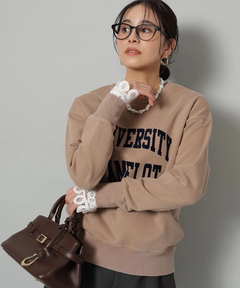 Arpege story(アルページュストーリー) |袖レースフロッキーロゴスウェット