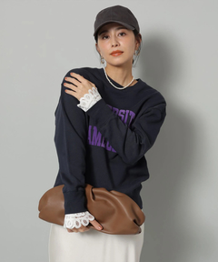 Arpege story(アルページュストーリー) |袖レースフロッキーロゴスウェット