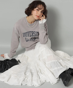 Arpege story(アルページュストーリー) |袖レースフロッキーロゴスウェット