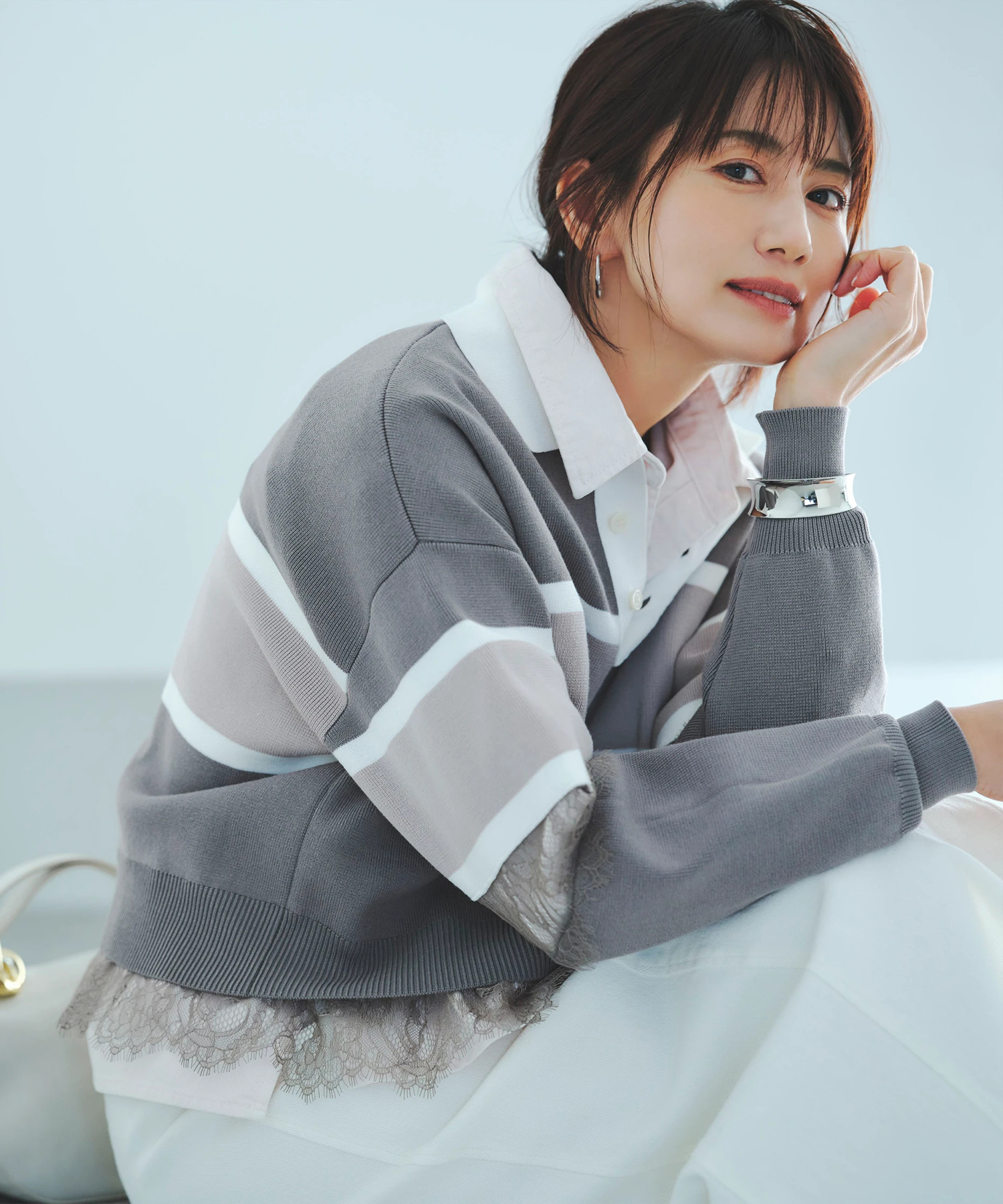 レース切替ラガーニット | ニット | Arpege story（アルページュ