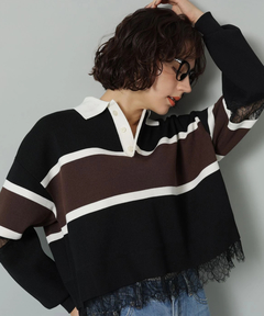 レース切替ラガーニット | ニット | Arpege story（アルページュ