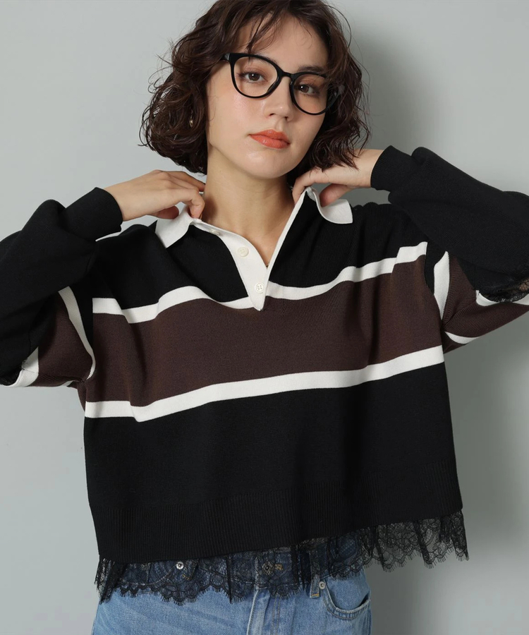 店舗限定》レース切替ラガーニット | ニット | Arpege story