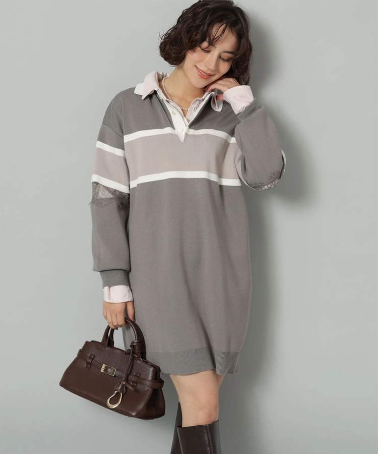 レース切替ラガーニットワンピース | ワンピース | Arpege story