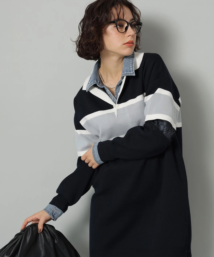 レース切替ラガーニットワンピース | ワンピース | Arpege story