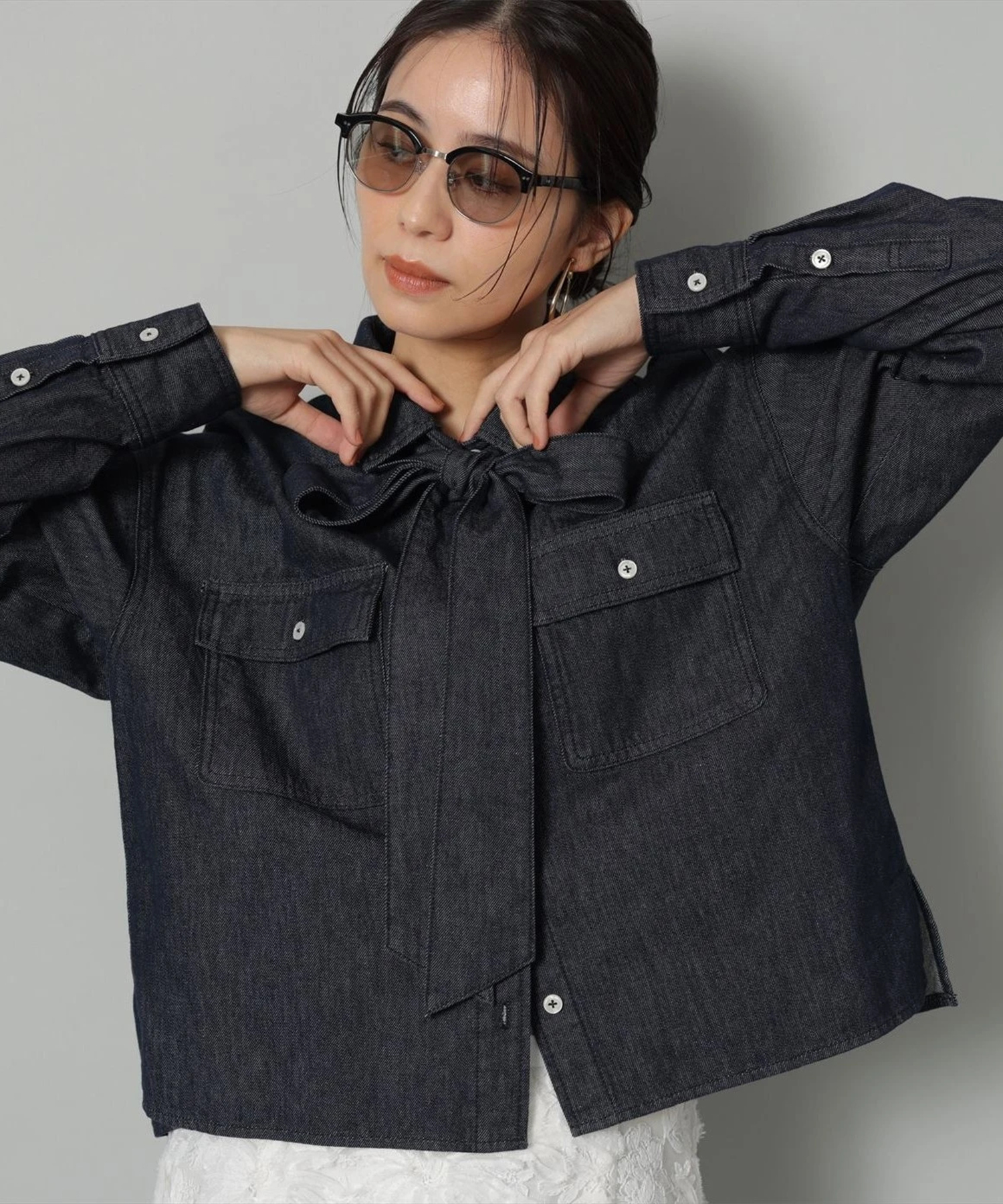 タイ付きテンセルショートデニムシャツ | シャツ・ブラウス | Arpege