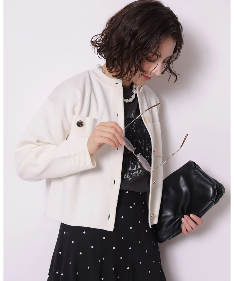 袖口レース金ボタンニットジャケット | カーデ | Arpege story