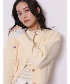 スタッフコーディネート】袖口レース金ボタンニットジャケット｜miki