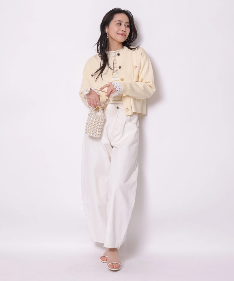 袖口レース金ボタンニットジャケット | カーデ | Arpege story