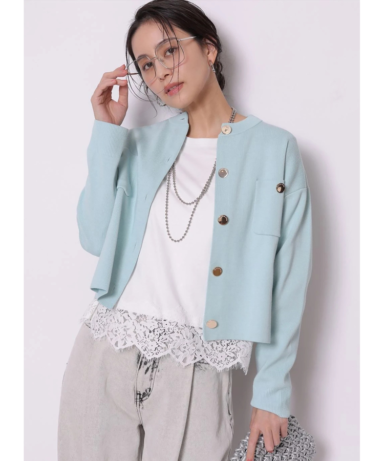 店舗限定》袖口レース金ボタンニットジャケット | カーデ | Arpege