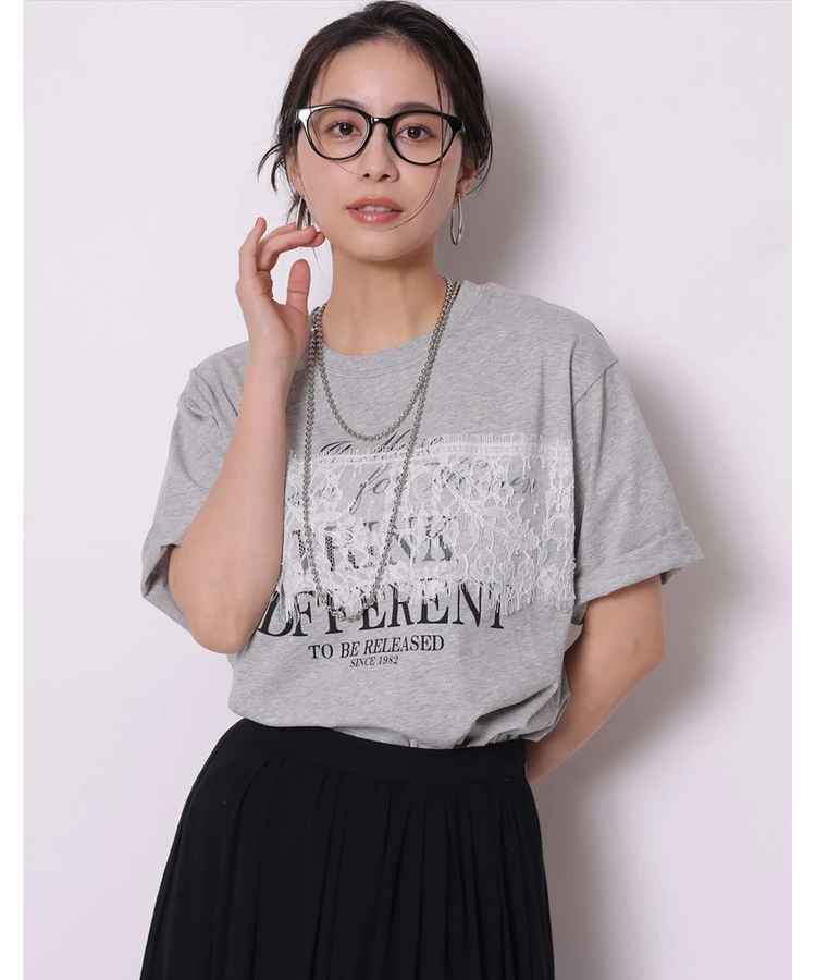 レースプリントTシャツアルページュストーリー レース×プリントTシャツ | Tシャツ・カットソー | Arpege story