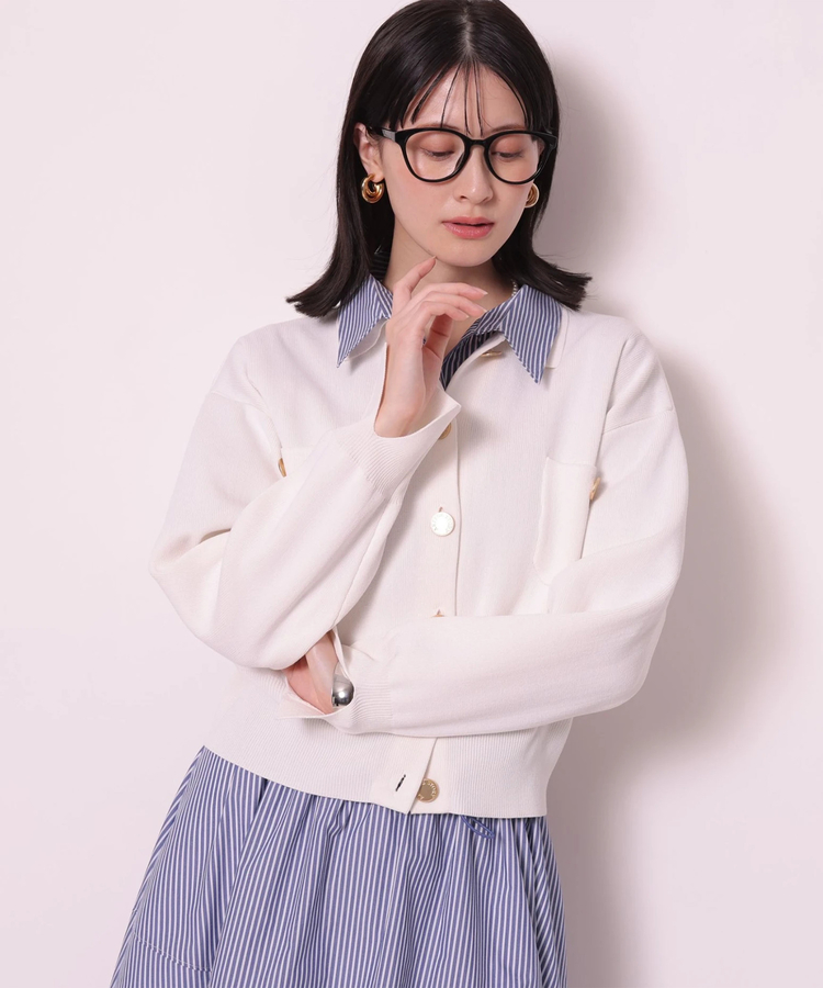 シャツドッキング衿付きカーデ | カーデ | Arpege story（アルページュ