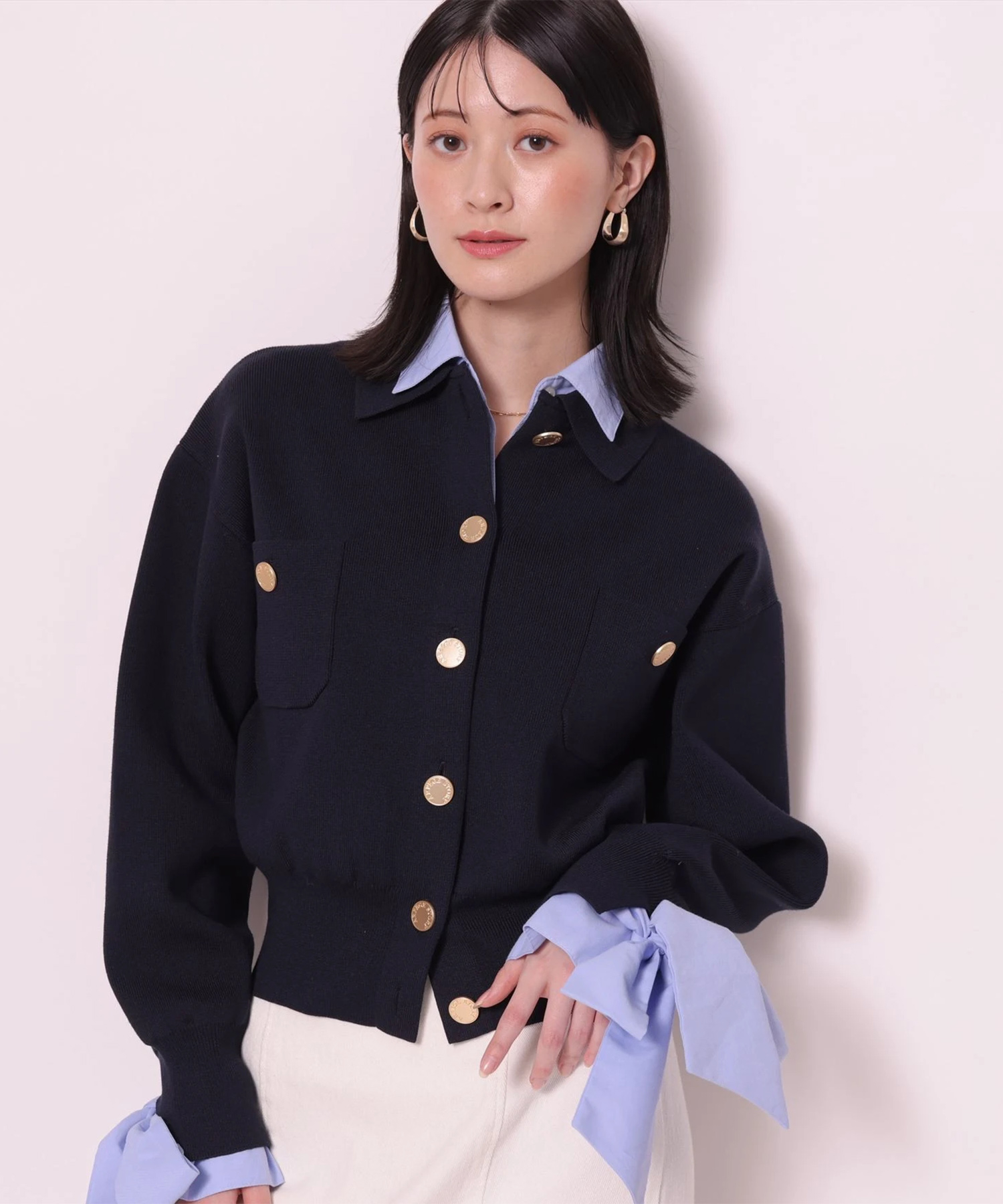 シャツドッキング衿付きカーデ | カーデ | Arpege story（アルページュ