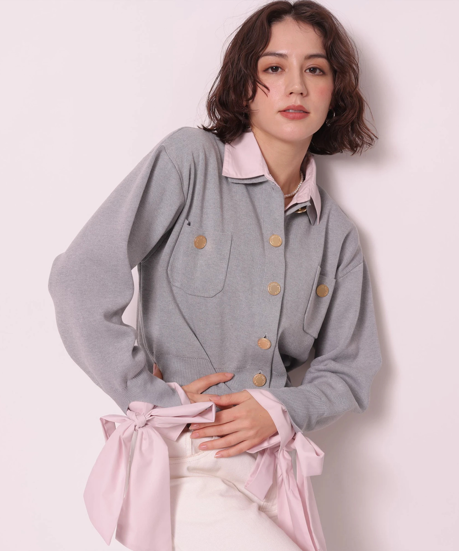 シャツドッキング衿付きカーデ | カーデ | Arpege story（アルページュ