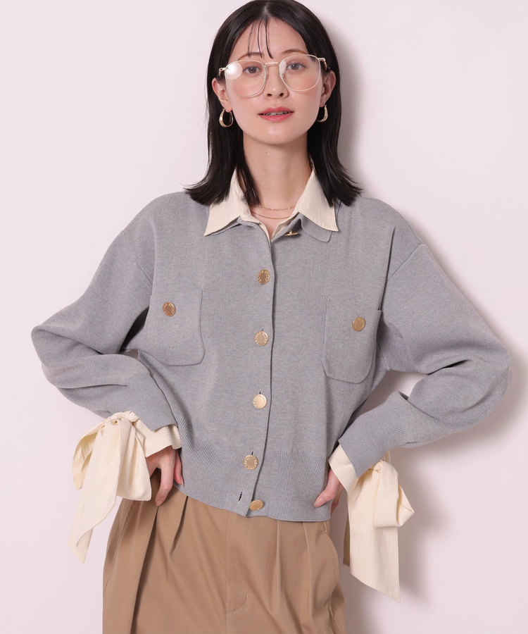 店舗限定》シャツドッキング衿付きカーデ | カーデ | Arpege story