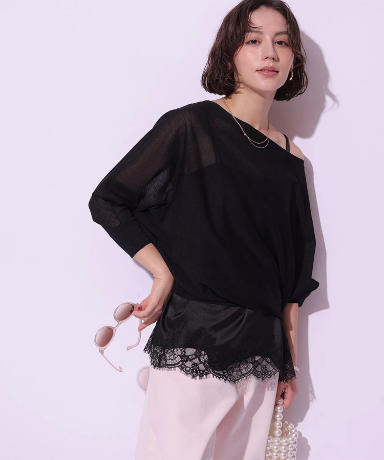 今期　完売　アルページュストーリー限定　シアー　トップス　黒　新品 シアーリブタートル | ニット | Arpege story（アルページュストーリー