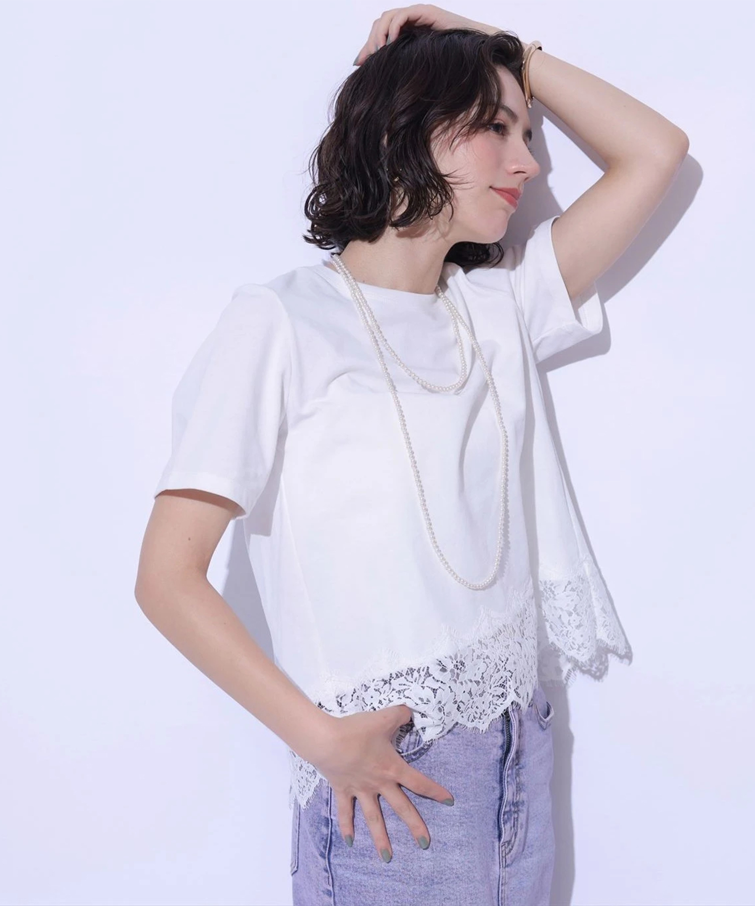 裾レース半袖Tシャツ | Tシャツ・カットソー | Arpege story 裾レース半袖Tシャツ | Tシャツ・カットソー | Arpege story