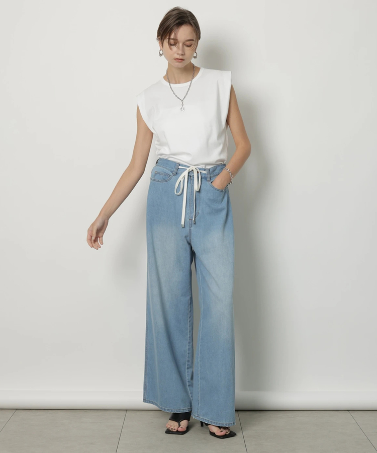 【もか出品】CADUNE ドロストデニムパンツ　ライトブルーSS ドロストデニムパンツ | デニム | CADUNE（カデュネ） │【公式