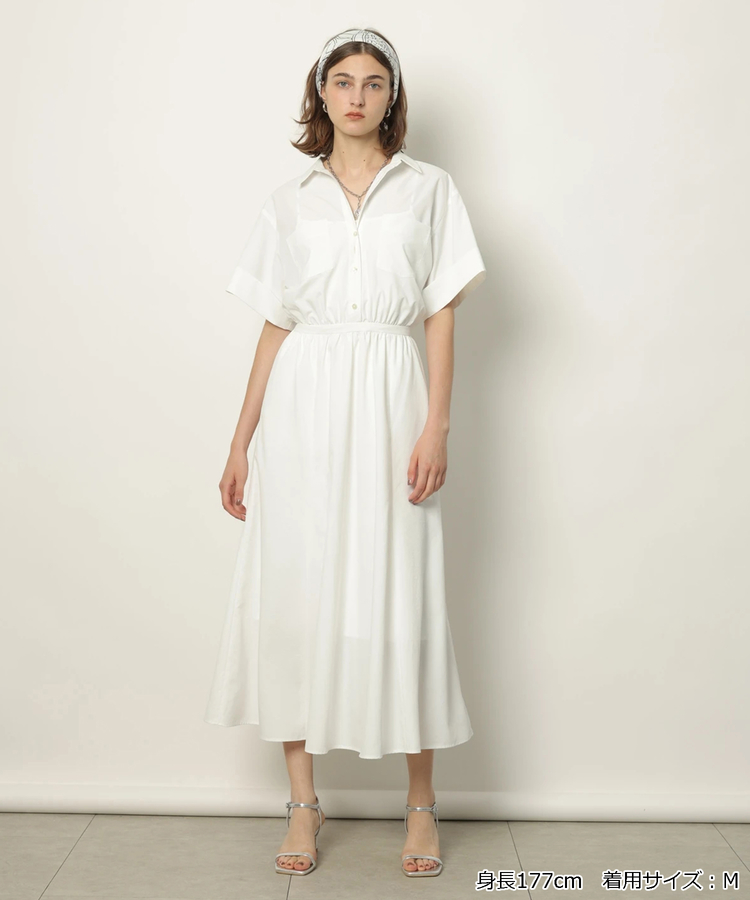 美品♪カデュネ CADUNE コットンストライプ シャツワンピース グレー 美品✨カデュネ CADUNE コットンストライプ シャツワンピース