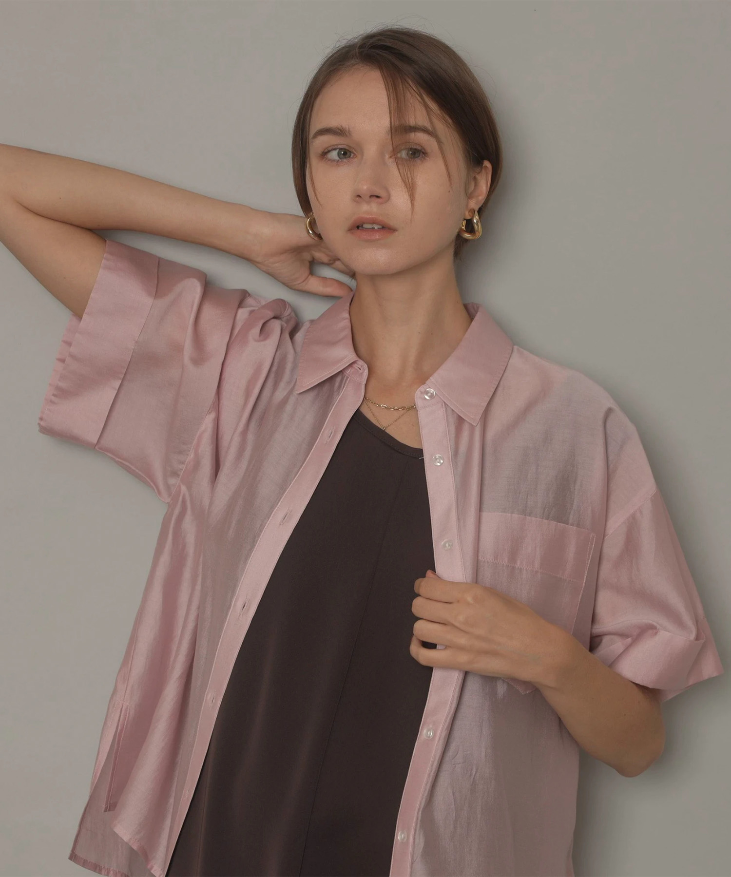 ブルゾン　シャツ　ピンク　Arpege storyアルページュストーリー ブルゾン シャツ ピンク Arpege storyアルページュストーリー