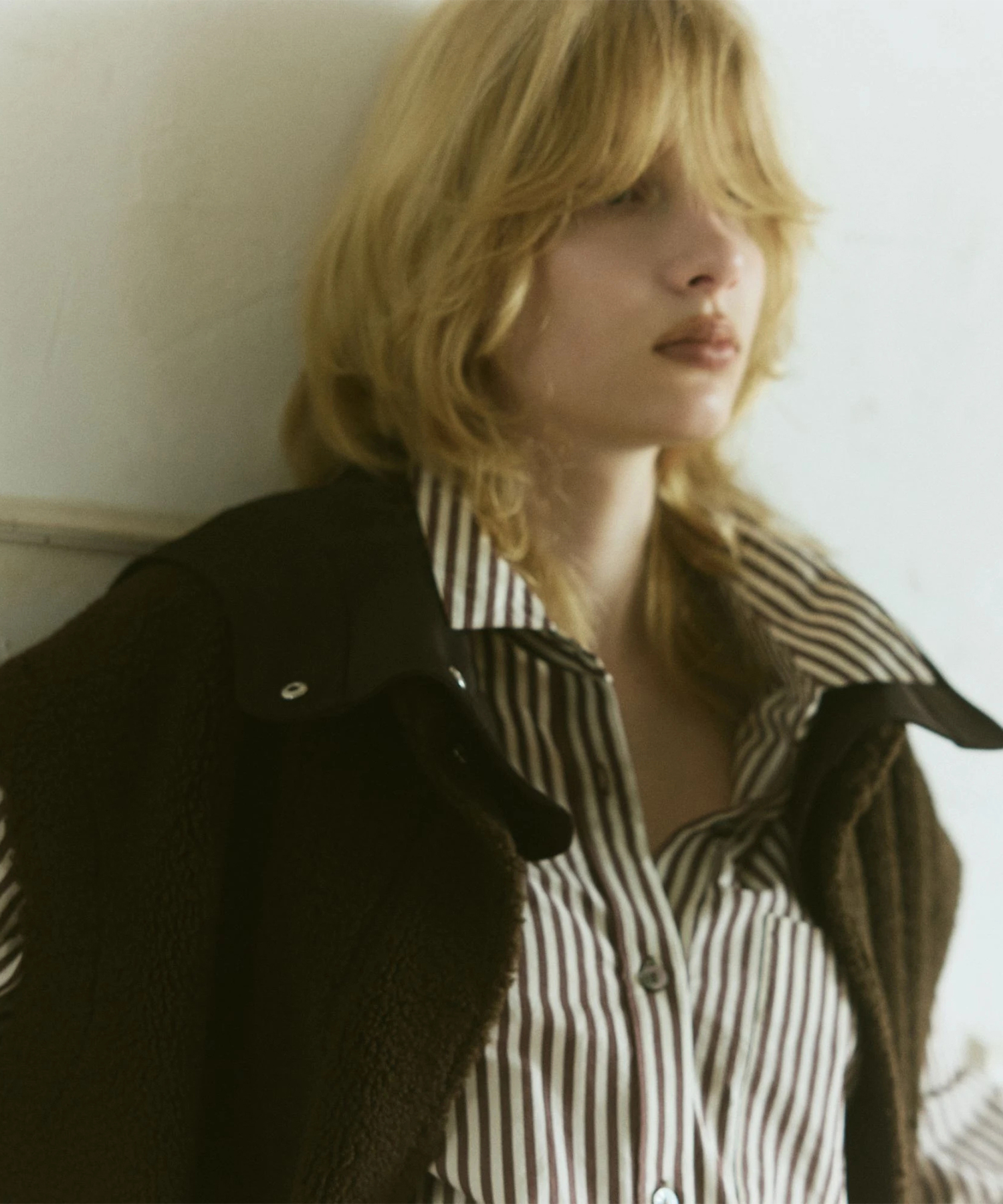 未使用 Arpege story ネルチェックシャツ 白