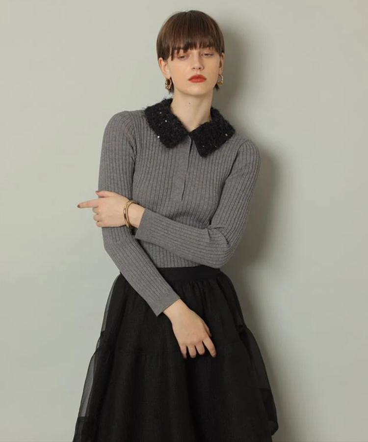 新品】アルページュ Arpege story ラメニットミニワンピー