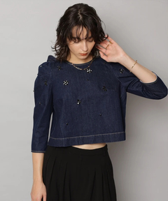 2025新作！　CADUNE ＜別注＞ミッキーマウスパール付きTシャツ 別注＞ミッキーマウス/パール付きTシャツ | Tシャツ・カットソー