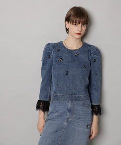 CADUNE(カデュネ) |ビジュー付きデニムトップス