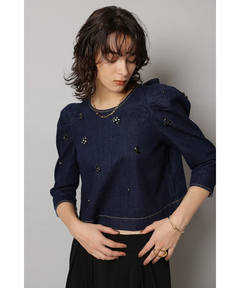 CADUNE(カデュネ) |ビジュー付きデニムトップス