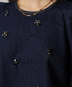 CADUNE(カデュネ) |ビジュー付きデニムトップス