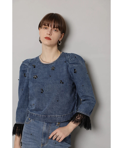 CADUNE(カデュネ) |ビジュー付きデニムトップス