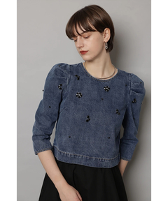 CADUNE(カデュネ) |ビジュー付きデニムトップス