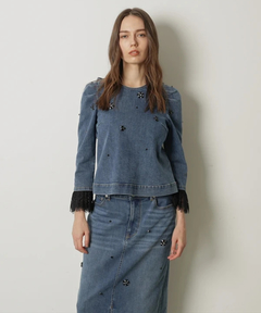 CADUNE(カデュネ) |ビジュー付きデニムトップス